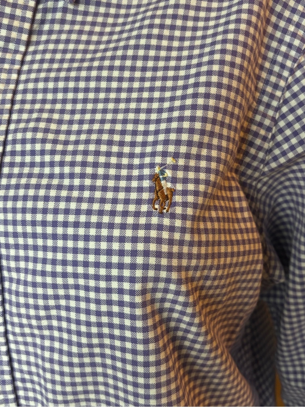 Ralph Lauren Gingham Purple/White Button Down Size Medium - Picture 3 of 7